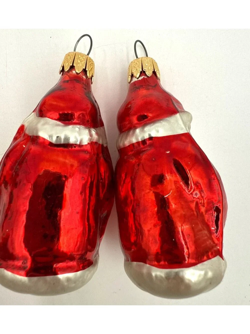 Hand-Painted Glass Santa Claus Christmas Ornaments Set Of 4 Retro Holiday